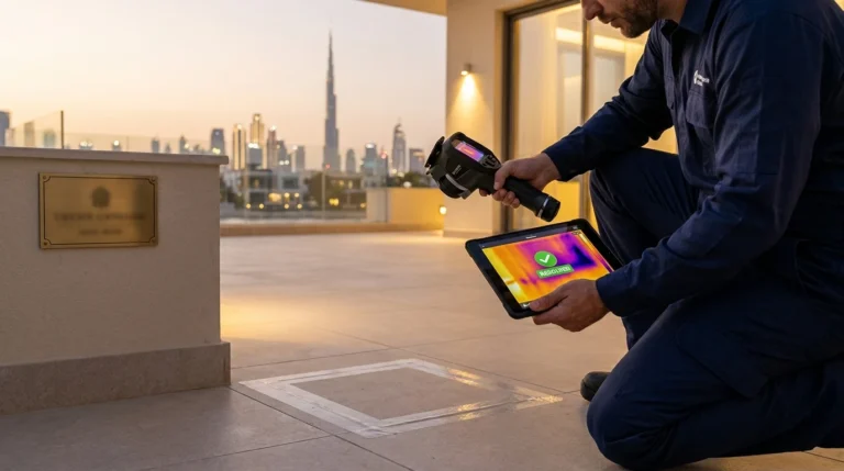 كشف تسربات المياه بدون تكسير في المطابخ الفندقية بمنطقة الخليج التجاري: سرعة ودقة